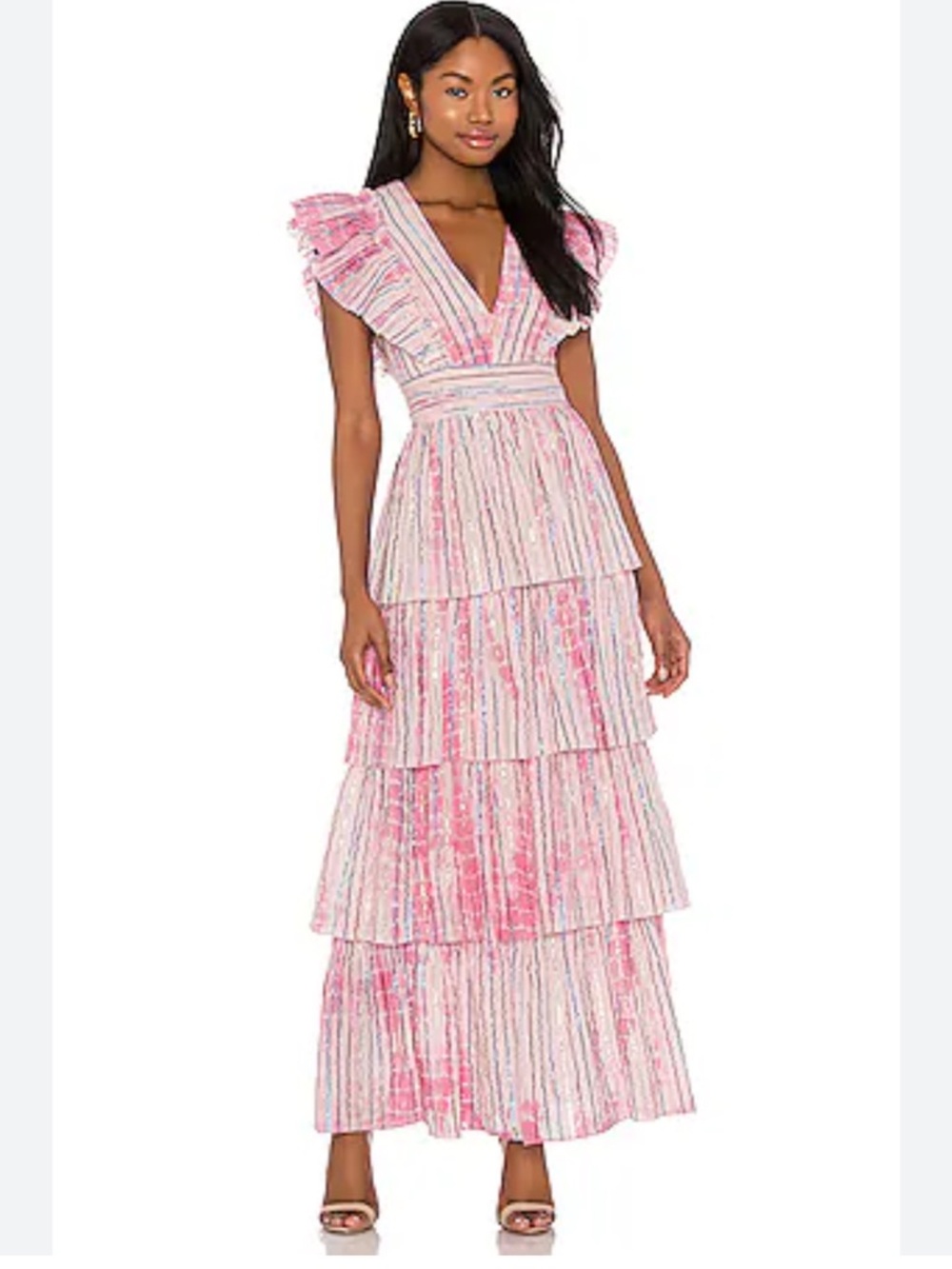 Saylor Stefania Pink Tiered Maxi Dress REVOLVE size small video